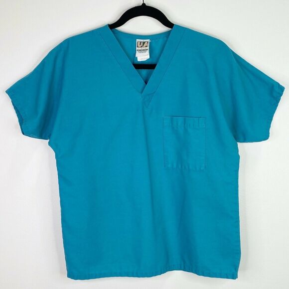 Uniform Advantage UA Scrubs Solid Blue Scrub Top Shirt Size XS - Picture 1 of 5
